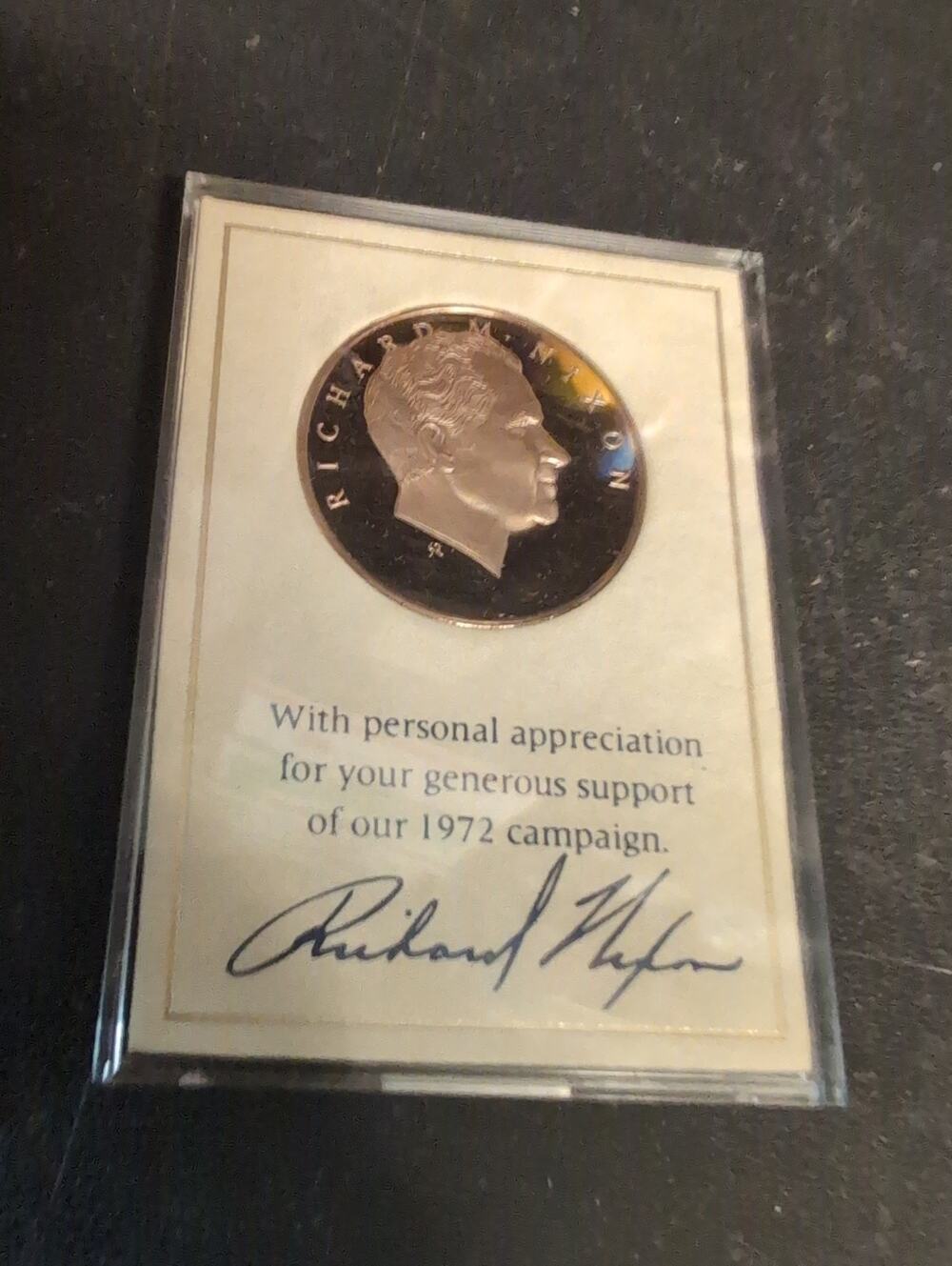 Franklin Mint 1972 Richard Nixon Official RNC Presidential Campaign Bronze Medal